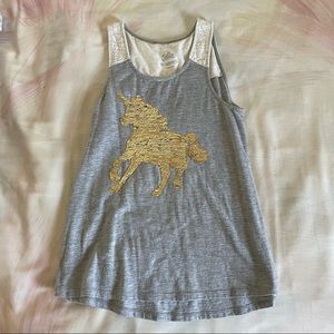 Reversible sequin unicorn tank top (gold to silver)